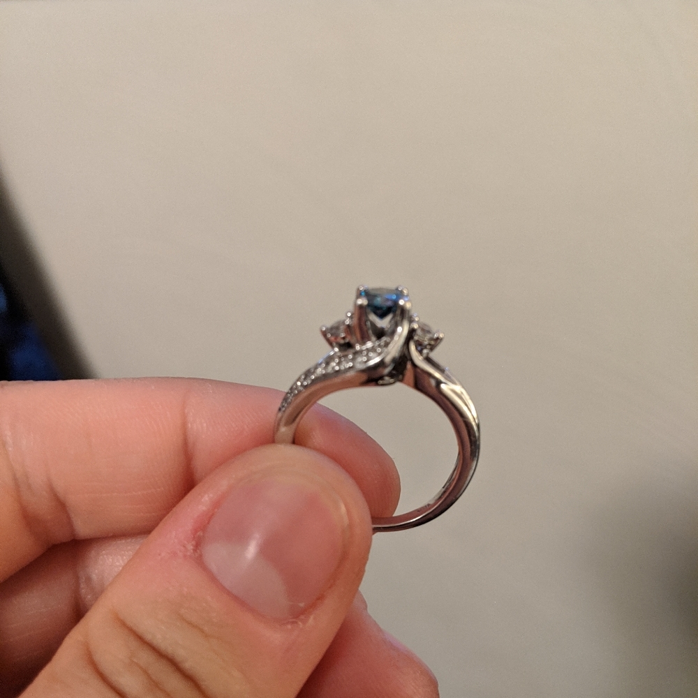 .90 carat blue and white diamond ring